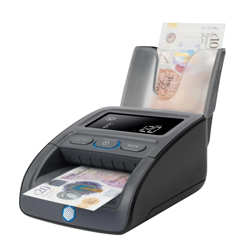 Safescan 155-S & RS-100 Automatic Counterfeit Money Detector - Verifies Banknotes 100% Accurately - Money Machine with 7-Point Detection - Includes Stacker - Suitable for The New King Charles Notes