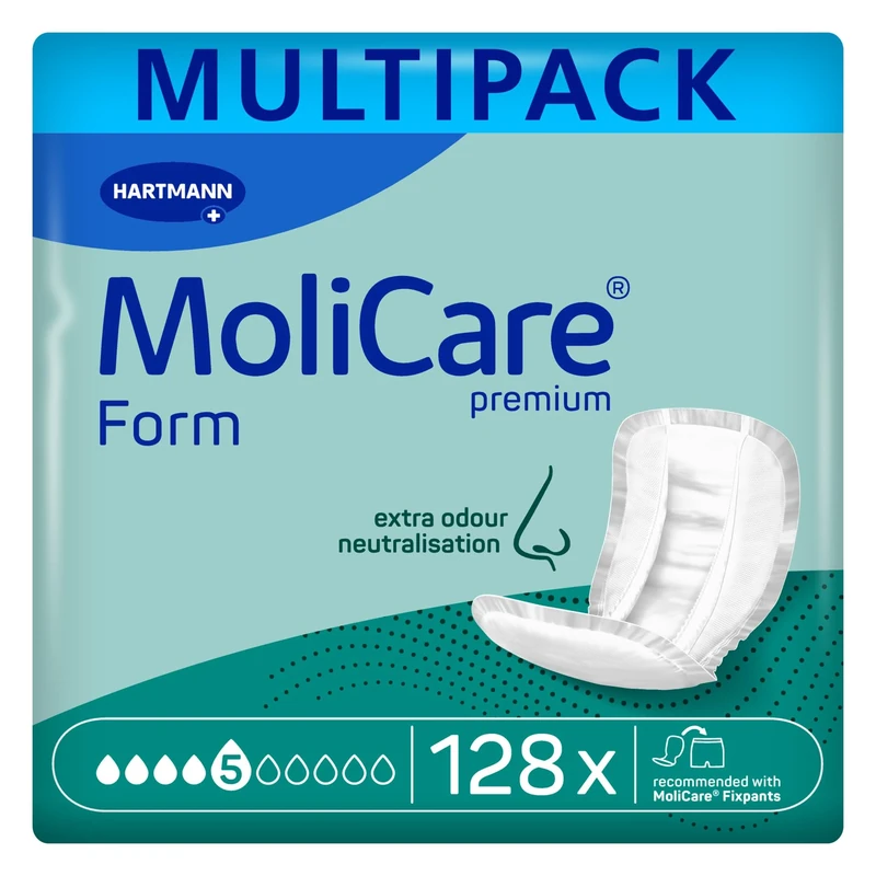 MoliCare Premium Form Incontinence Pads - 5 Drops, 128 pcs, 1662ml