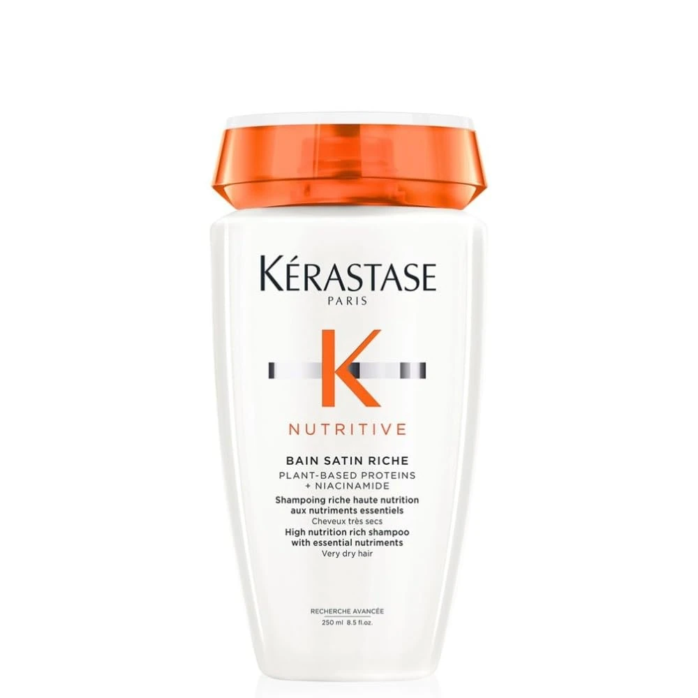 Kérastase Nutritive, Gentle Hydrating Shampoo for Dry Hair, Nourishing Protein Formula with Niacinamide, Moisturises, Softens and Restores Shine, Bain Satin, 250ml