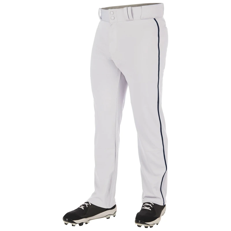 Champro Men's Triple Crown 2.0 Open Bottom Baseball Pants with Braid, White, Navy, Large