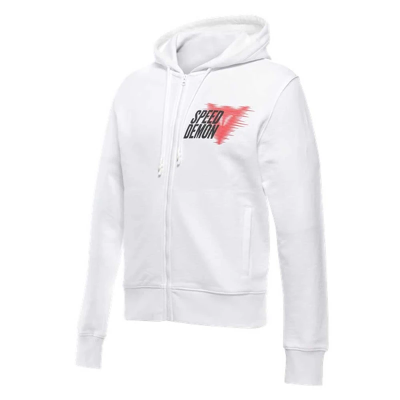 DAINESE - Speed Demon Veloce Hoodie, Men's Cotton Zip Hoodie, Bright White, XXL, Brilliant White, XXL