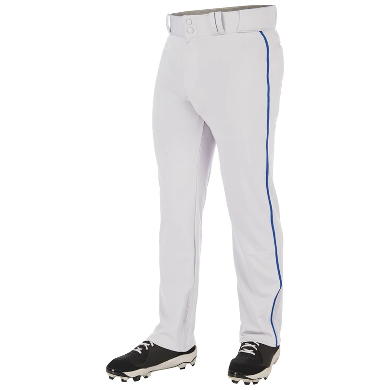 Champro Men's Triple Crown 2.0 Open Bottom Baseball Pants with Braid, White, Royal, 3X-Large