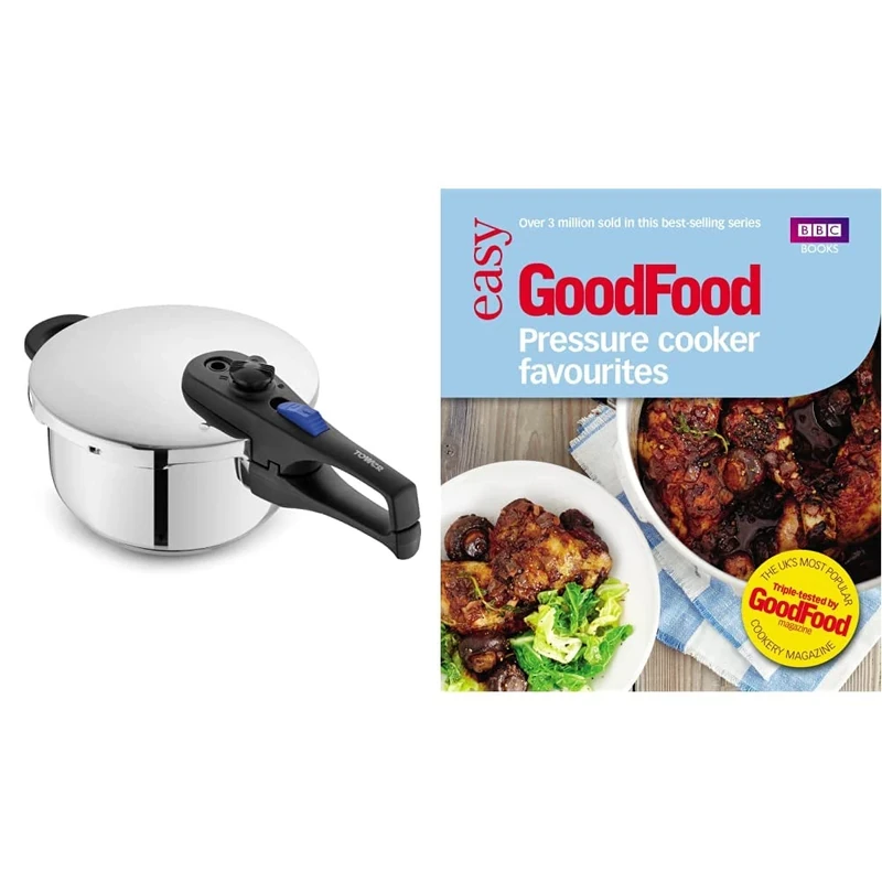 Tower T920004S4L Express Pressure Cooker with Bakelite Lid Lock System, Visual Pressure Indicator, 4 Litre, Stainless Steel & Good Food: Pressure Cooker Favourites