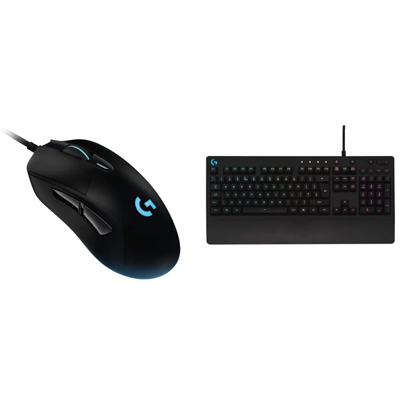 Logitech G403 HERO Wired Gaming Mouse, HERO 25K Sensor, 25,600 DPI, RGB Backlit Keys, Adjustable Weights, 6 Programmable Buttons, On-Board Memory, PC/Mac - Black & 213 Prodigy Gaming Keyboard - Black