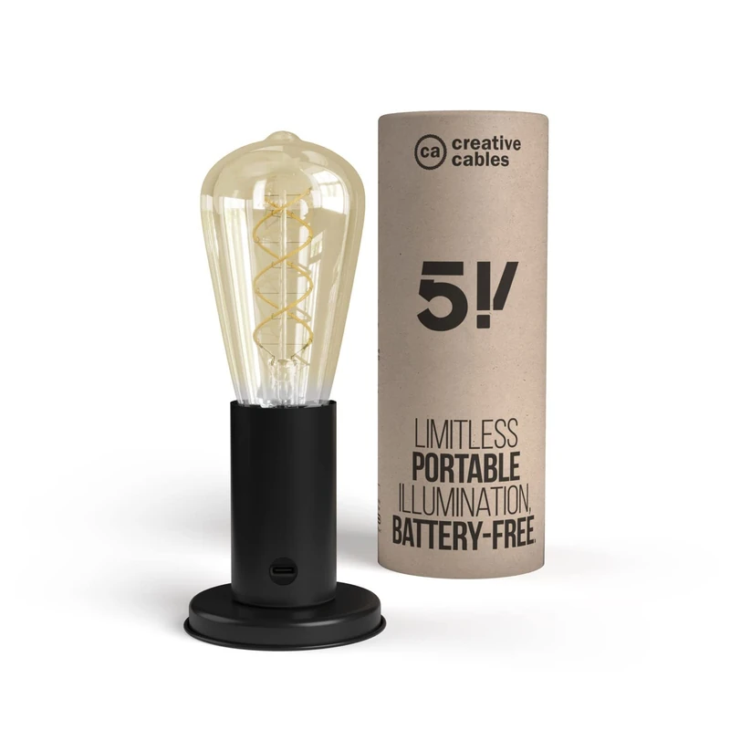 creative cables Portable Lamp Gift Box SI! 5 Volt - with Bulb, Black - Image 1