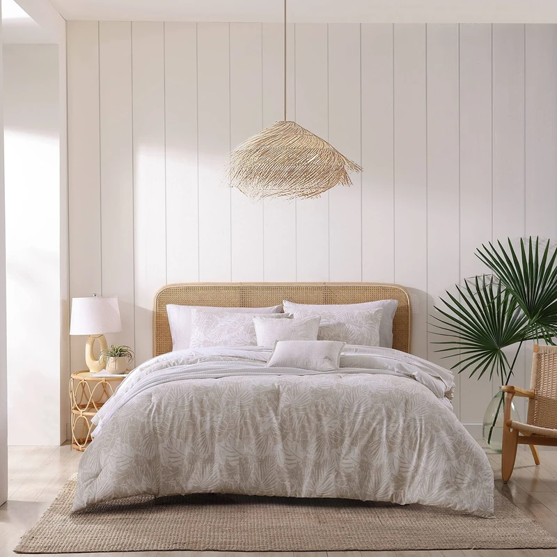 Tommy Bahama- King Comforter Set, Cotton Reversible Bedding Set, Includes Matching Shams with Throw Pillows (Costa Blanca Beige, King)