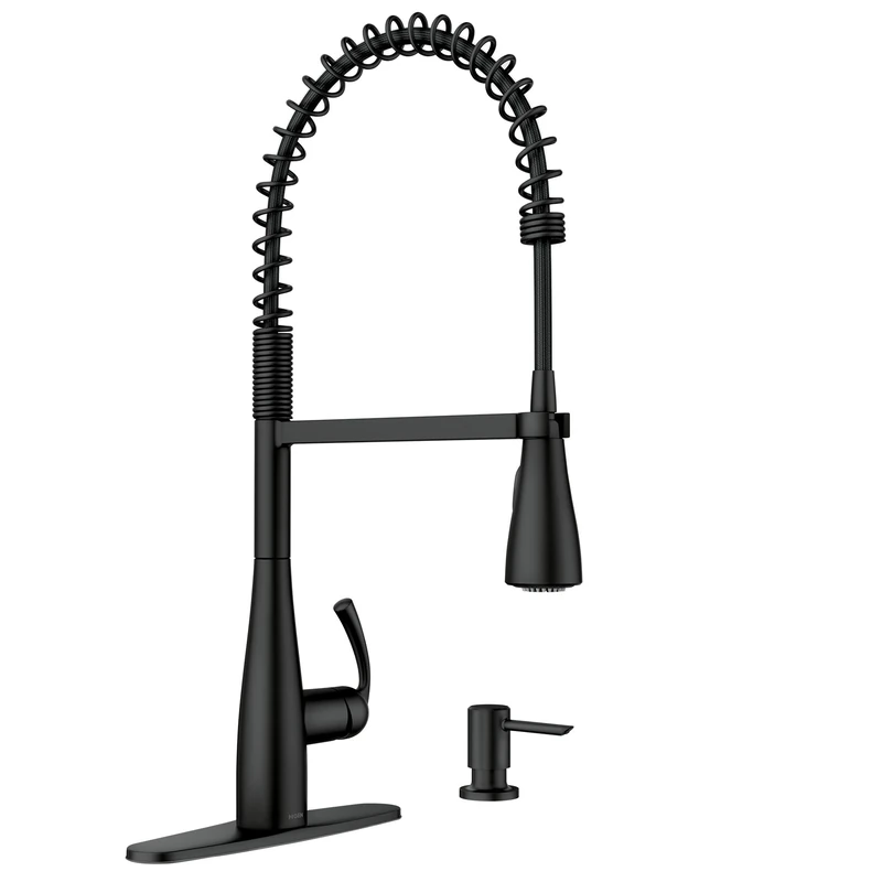 Moen Essie Matte Black One-Handle High Arc Pulldown Kitchen Faucet, 87814BL - Image 1