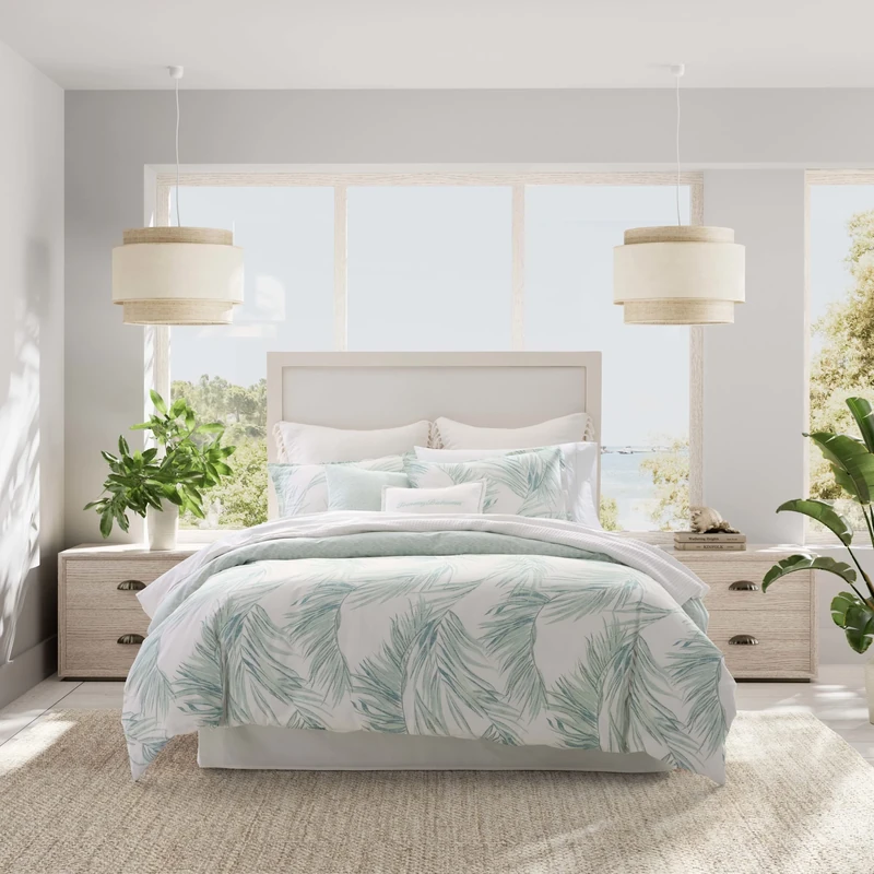 Tommy Bahama- King Comforter Set, Cotton Reversible Bedding Set, Includes Matching Shams with Throw Pillows (Canyon Palms Green, King)