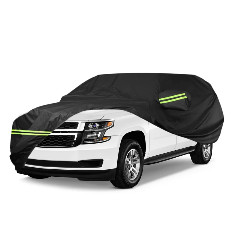 ULROLIT 6 Layer Waterproof Car Cover for 2007-2023 Chevy Suburban/GMC Yukon XL/Cadillac Escalade ESV, All Weather 210T Windproof Car Covers with Door Zipper Up to 226” L, for Sun Rain UV Protection