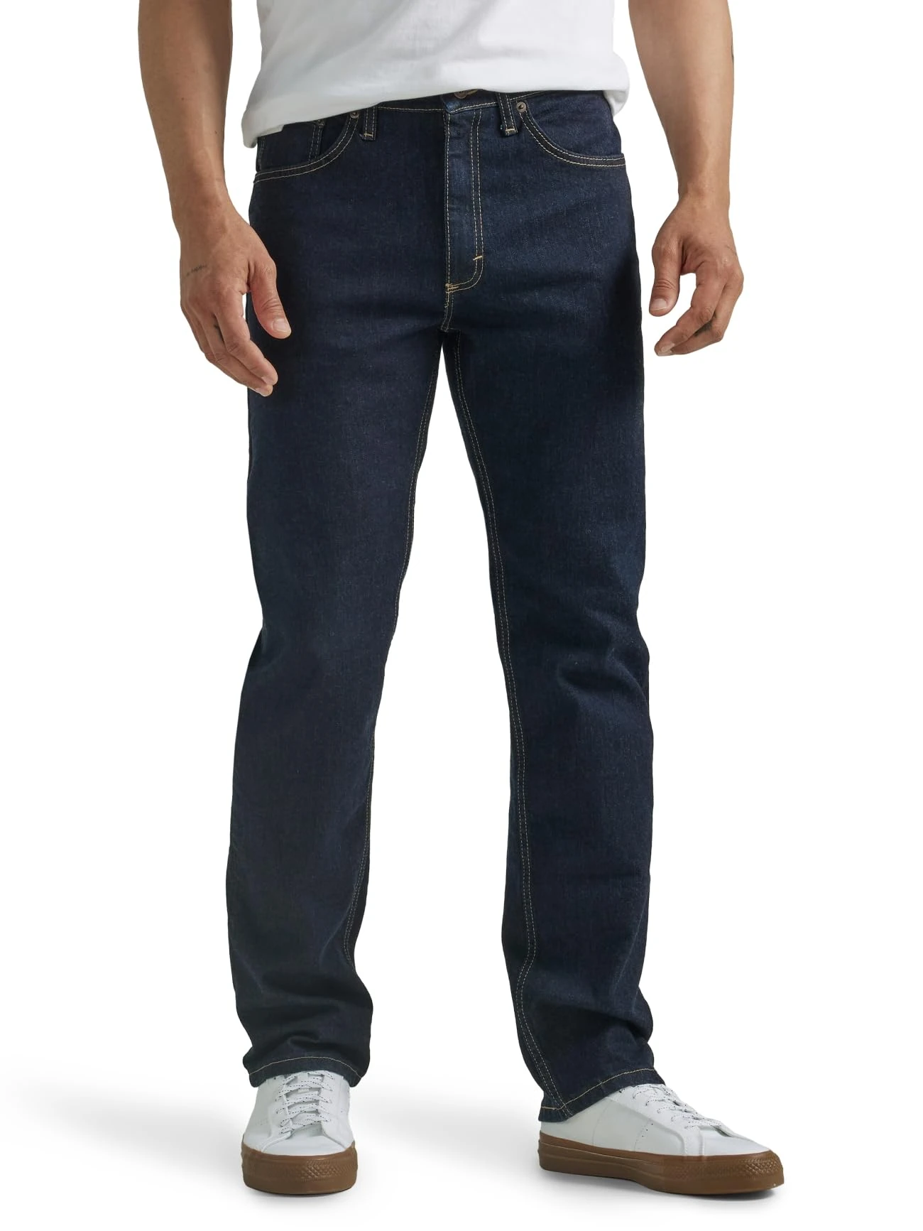 Wrangler Men's Free-to-Stretch Regular Fit Jean, Rinse Denim, 36W x 29L