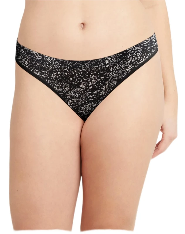 Maidenform Womens Barely There Thong, Wild Camo Print/Black, 5