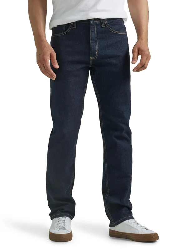 Wrangler Men's Free-to-Stretch Regular Fit Jean, Rinse Denim, 42W x 32L