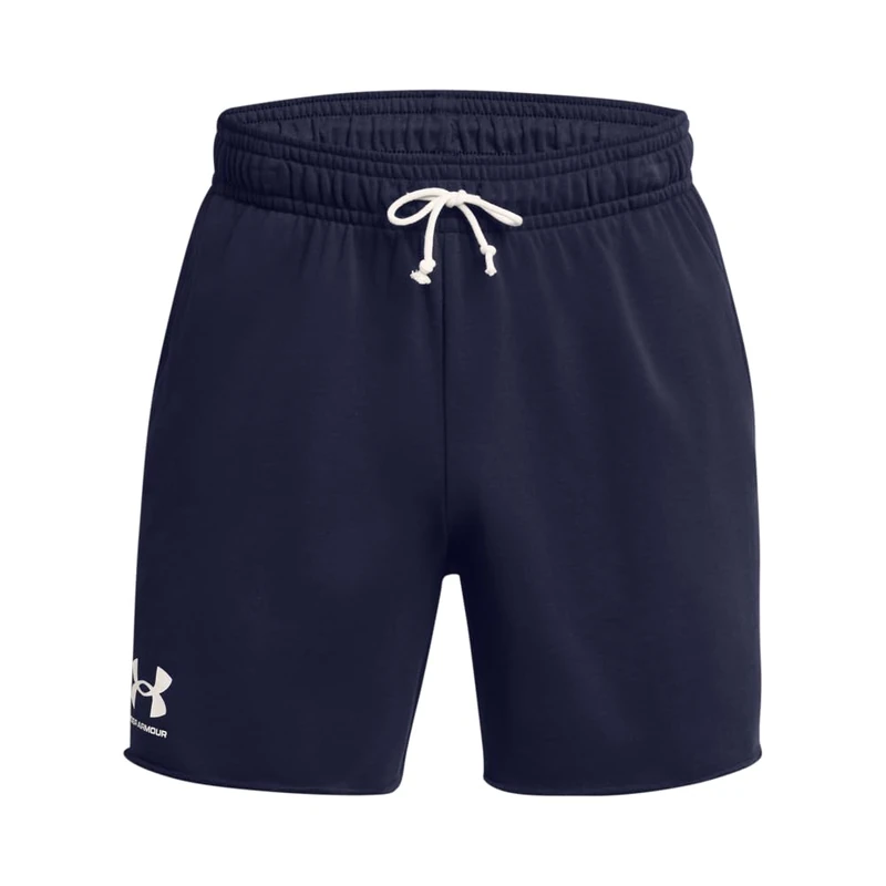 Under Armour Men's Rival Terry 6in Short, Lightweight Men's Gym Gear for Training and Warm Ups, Versatile Sports Shorts with Pockets,Midnight Navy / / Onyx White,3XL