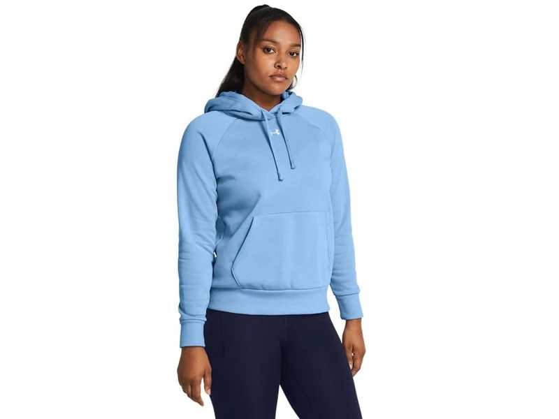 Under Armour Women's Rival Fleece Hoodie, (475) Carolina Blue / / White, Large