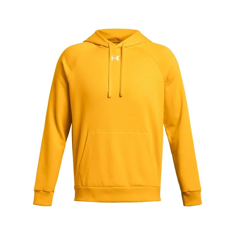 Under Armour Men's Rival Cotton Blend Raglan Lightweight Fleece Hoody, (750) Steeltown Gold/White, S Lang