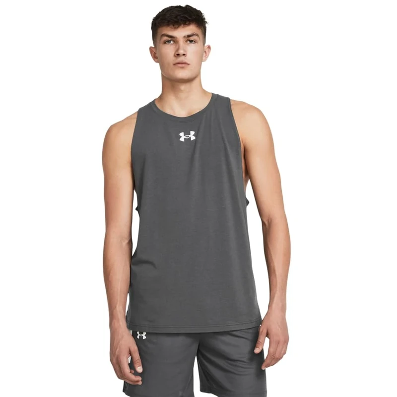 Under Armour Men's Baseline Cotton Tank - Castlerock/White L - Image 1