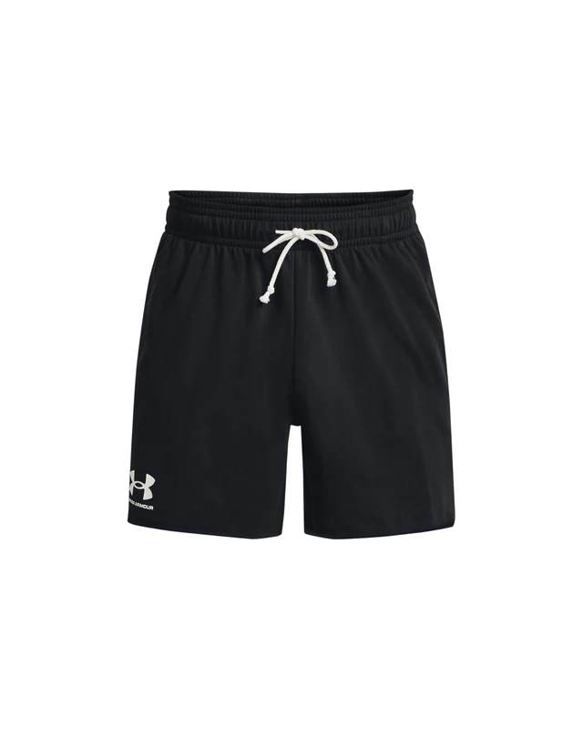 Under Armour Men's Rival Terry 6in Short, Lightweight Men's Gym Gear for Training and Warm Ups, Versatile Sports Shorts with Pockets,Black / / Onyx White,XS