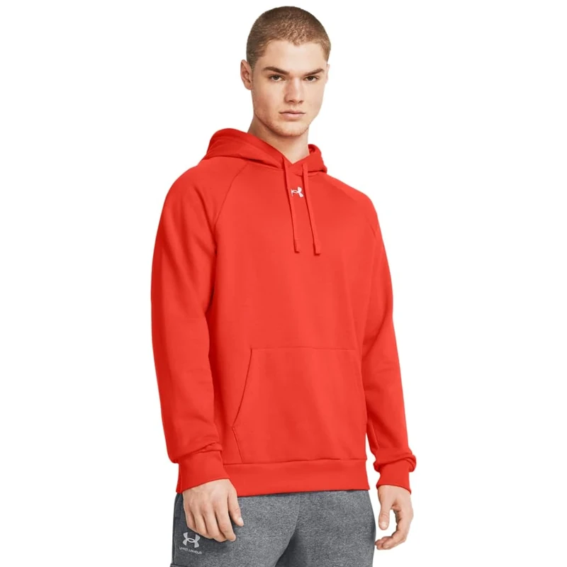 Under Armour Men's Rival Fleece Hoodie Sweatshirt, (860) Dark Orange/White, Small, (860) Dark Orange/White, S