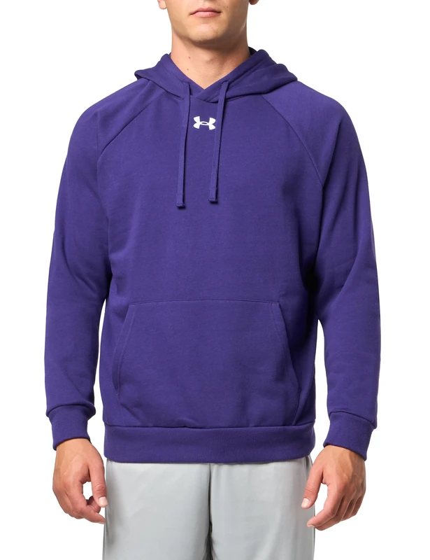 Under Armour Men's Rival Fleece Hoodie Sweatshirt, (500) Purple/White, L