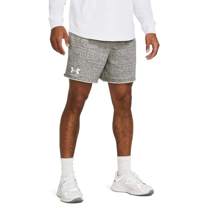 Under Armour Men's Rival Terry 6in Short, Lightweight Men's Gym Gear for Training and Warm Ups, Versatile Sports Shorts with Pockets,Onyx White / / Onyx White,SM