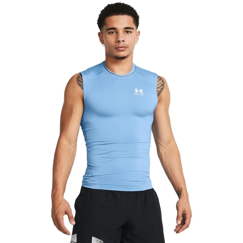 Under Armour Men's Ua Hg Armour Comp SL Breathable Tank Top, Comfortable Functional Shirt, (475) Carolina Blue/White, XXL