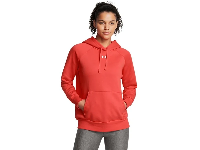 Under Armour - Womens Rival Fleece Hoodie, Color Dark Orange/White (860), Size: Small