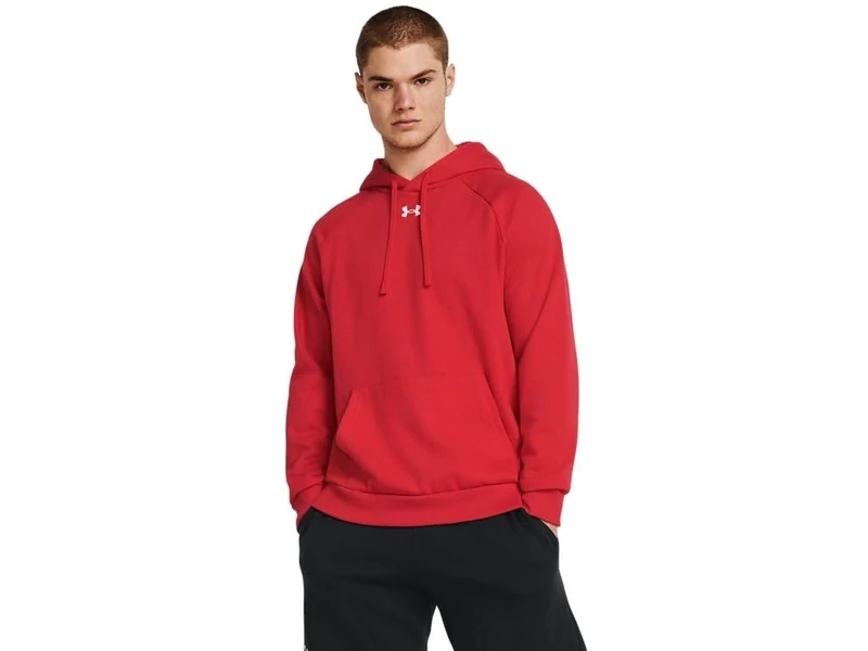 Under Armour Men's Rival Fleece Hoodie Sweatshirt, (601) Red/White, 4X-Large, (601) Red/White, 4XL