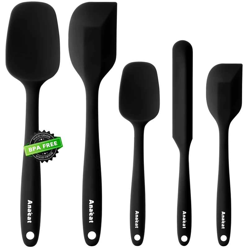 Anaeat Silicone Spatula Set of 5 - One-Pieces Seamless Design - Non Stick Rubber Spatulas BPA Free Kitchen Scraper Flexible for Baking, Cooking, Scraping & Mixing, Heat Resistant & Dishwasher Safe