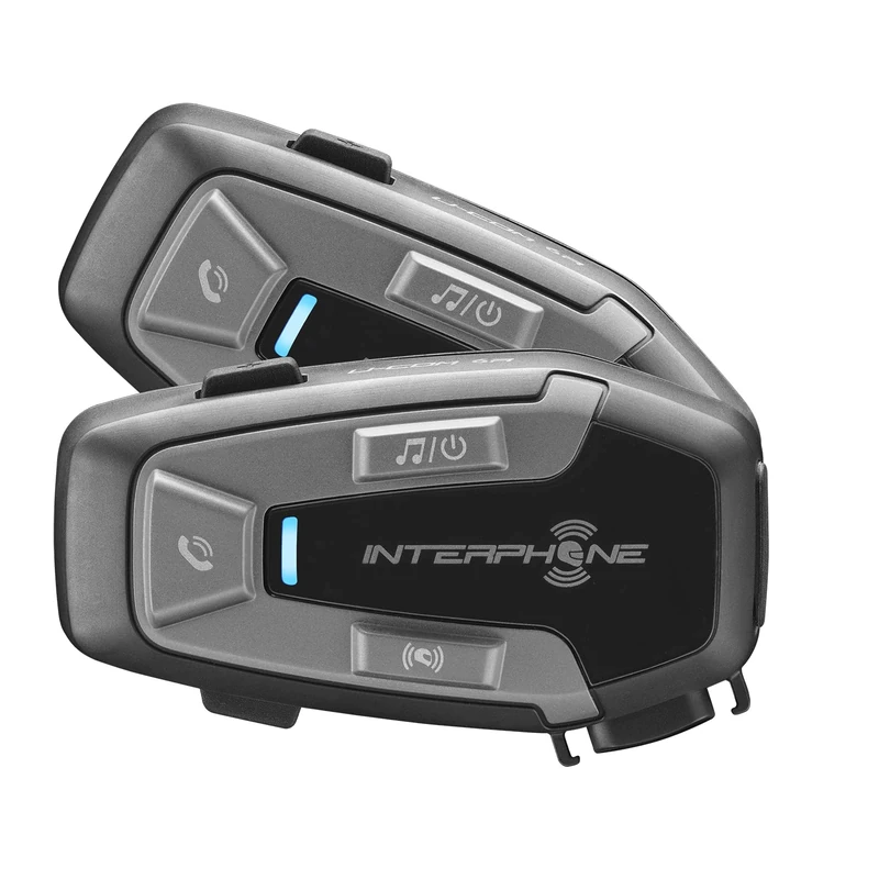 INTERPHONE U-COM6R | Double | Bluetooth Removable Motorcycle Intercom and Integrated Battery 15H autonomy, Bike to Bike 1 km, TFT and GPS compatible, waterproof, speaker 32mm, for all helmets