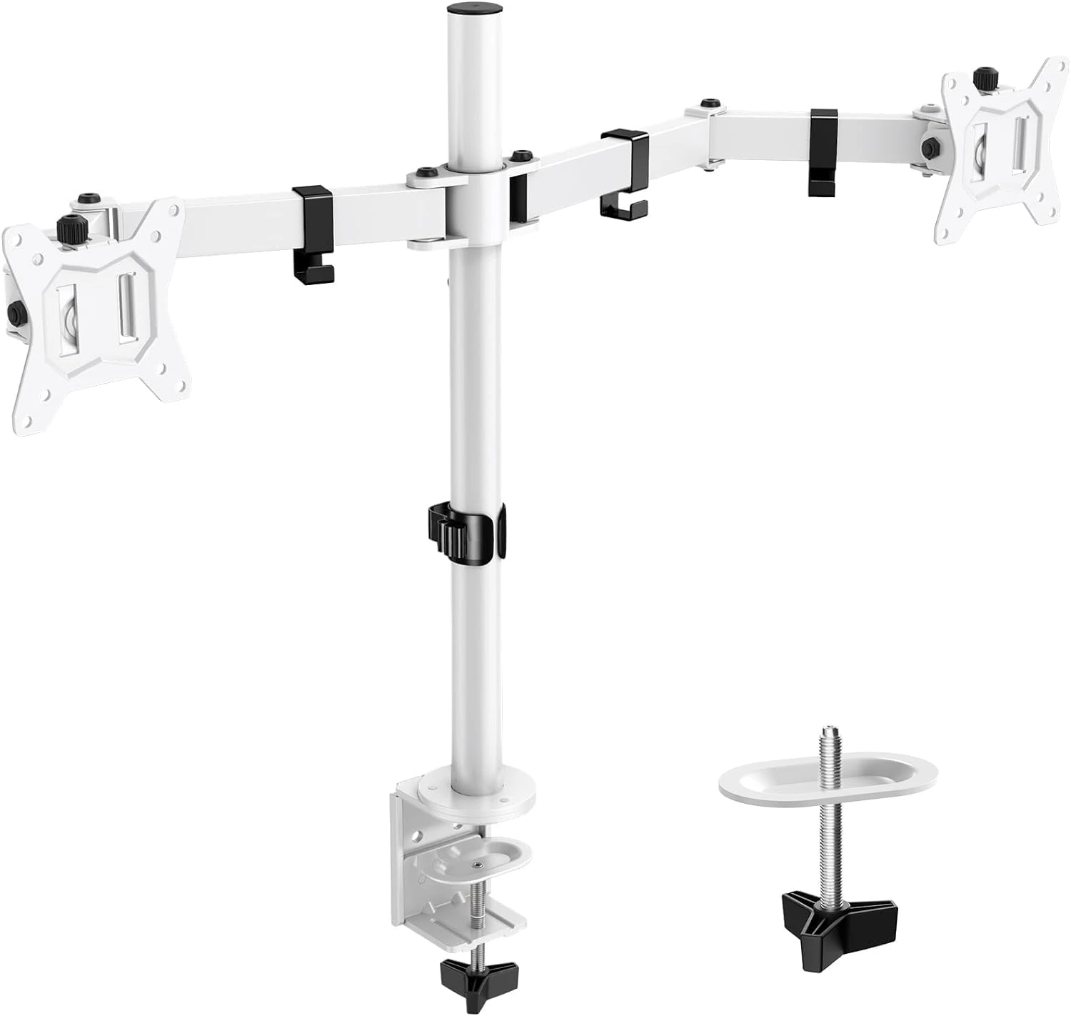 ErGear Dual Monitor Stand for 13 to 32 Inch Screens, Dual Monitor Arm Desk Mount Ergonomic Viewing Angle, Adjustable, Holds up to 8kg per Arm, VESA 75/100mm, White