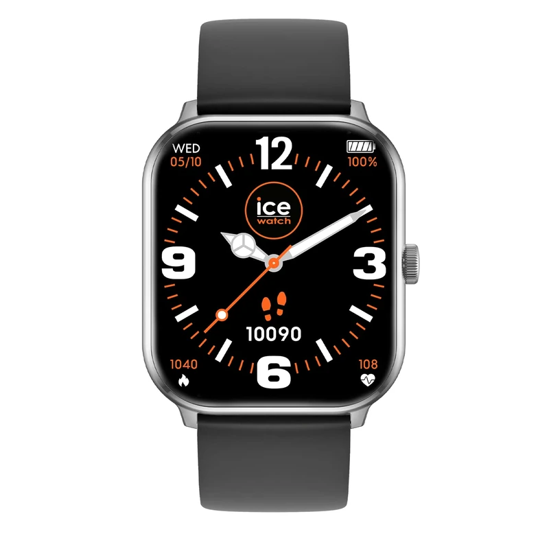 ICE-WATCH - ICE smart Silver black - Men's (Unisex) connected watch with silicon strap - 021411 (1,85")