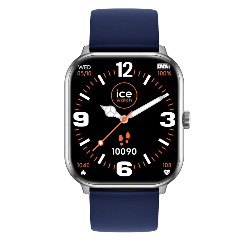 ICE-WATCH - ICE smart Silver Navy - Men's (Unisex) connected watch with silicon strap - 021412 (1,85")