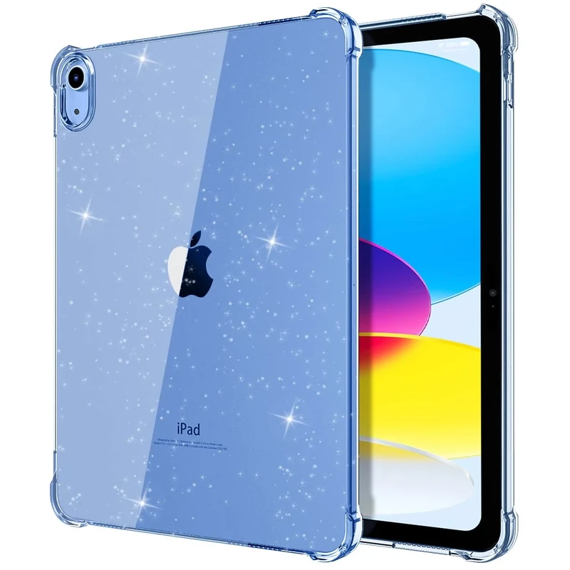TiMOVO Clear Case for iPad (A16) 11th Generation 11 Inch 2025, iPad 10th Generation Case 10.9 Inch 2022, Slim & Lightweight Soft TPU Transparent Back Protective Cover, Glitter Clear