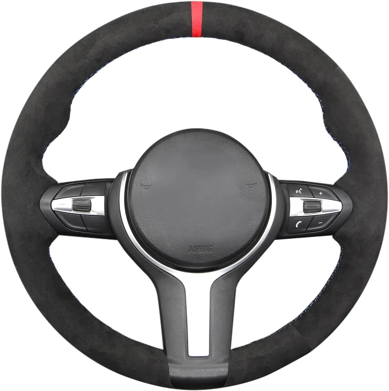MEWANT Car Steering Wheel Covers for BMW (M Sport) F22 F23 F30 F34 F32 F33 F36 F10 F07 F12 F13 F06 F39 F25 F26 F15 F16 Hand-Stitched Car Steering Wrap