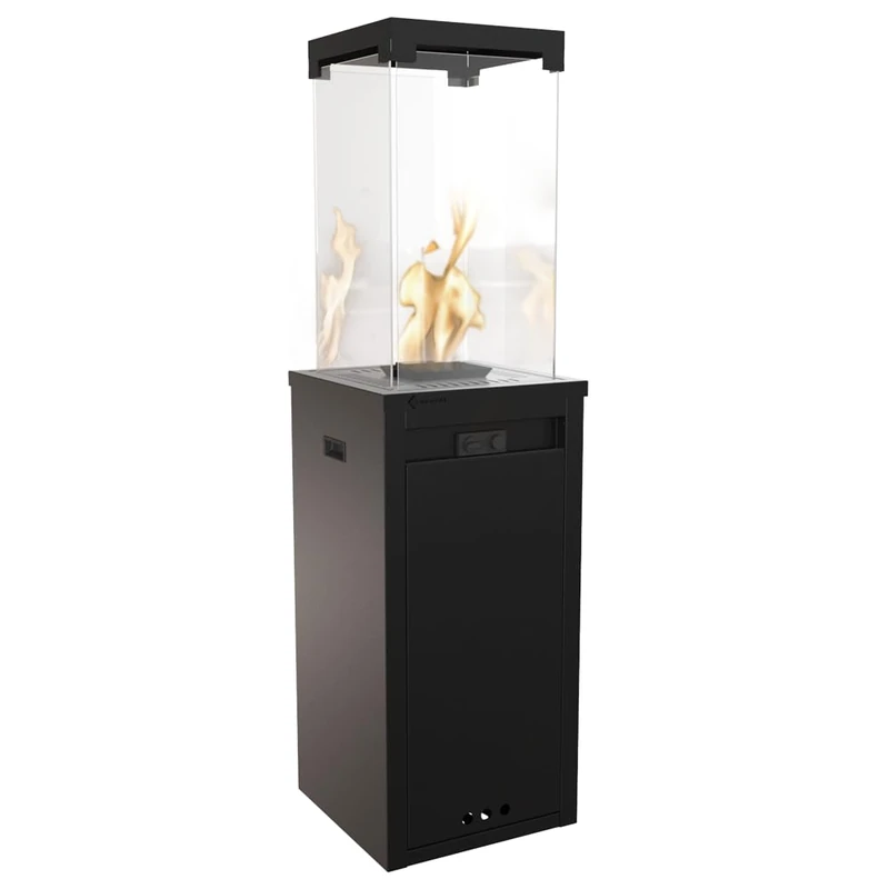 KRATKI PATIO LIGHT Butane Gas Heater G31/37mbar – 8.2 kW – Outdoor Patio Garden Heater – Decorative Fire Pit – Up to 30 Hours Burning Time – Black