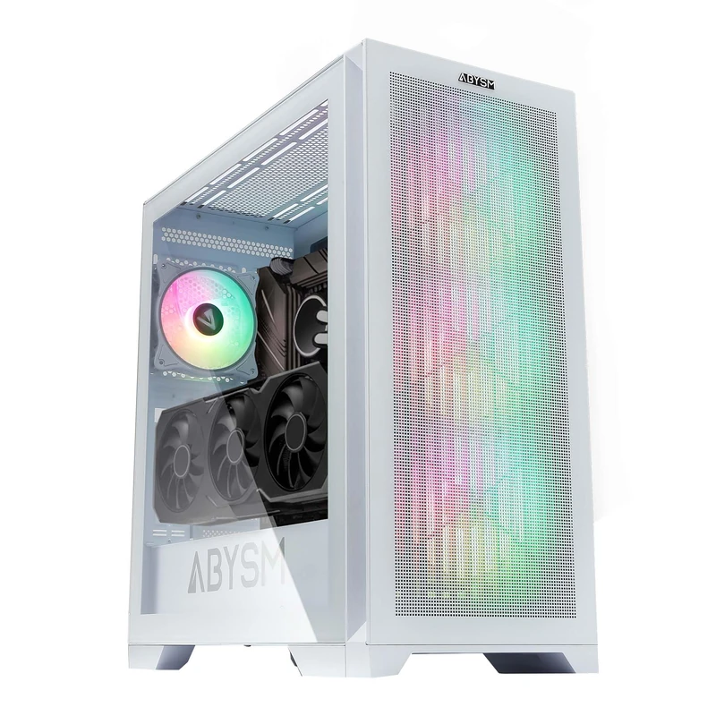 ABYSM Gaming Danube MURA BX300 White ARGB E-ATX Gamer PC Case, with 4 ARGB Fans, Tempered Glass Side and Compatible with Graphics Cards up to 415mm - Image 1