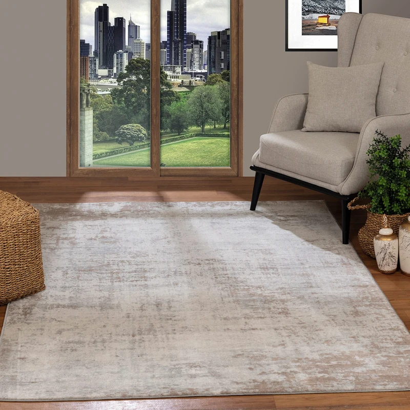 Livabliss Kampen Abstract Rug - Area Rugs Living Room 160x216 cm, Dining Room, Lounge, Kitchen, Bedroom - Modern Marble Large Rug, Soft Luxurious Easy Care Medium Pile, Beige, Grey and Ivory