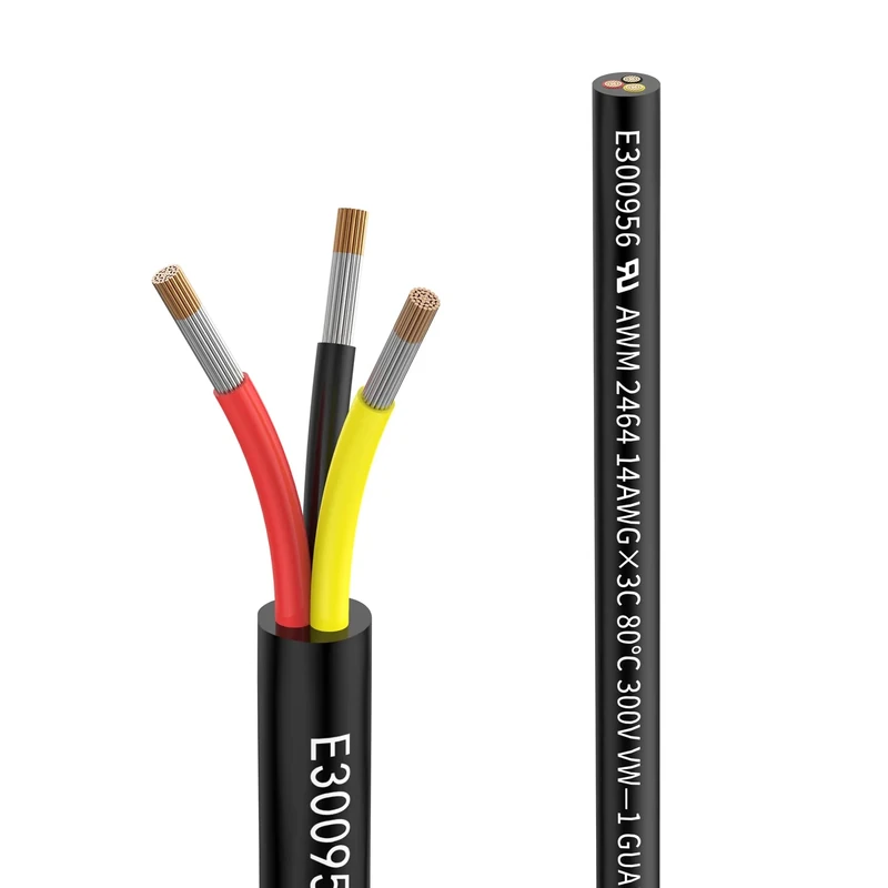 14 awg 3 core 2mm² 20M Electrical wire 3 Conductor Extension Cable DC 5V/12V/24V/300V 14Gauge Stranded Tinned Copper wire low voltage for Automotive led lamp waterproof outdoor landscape wire