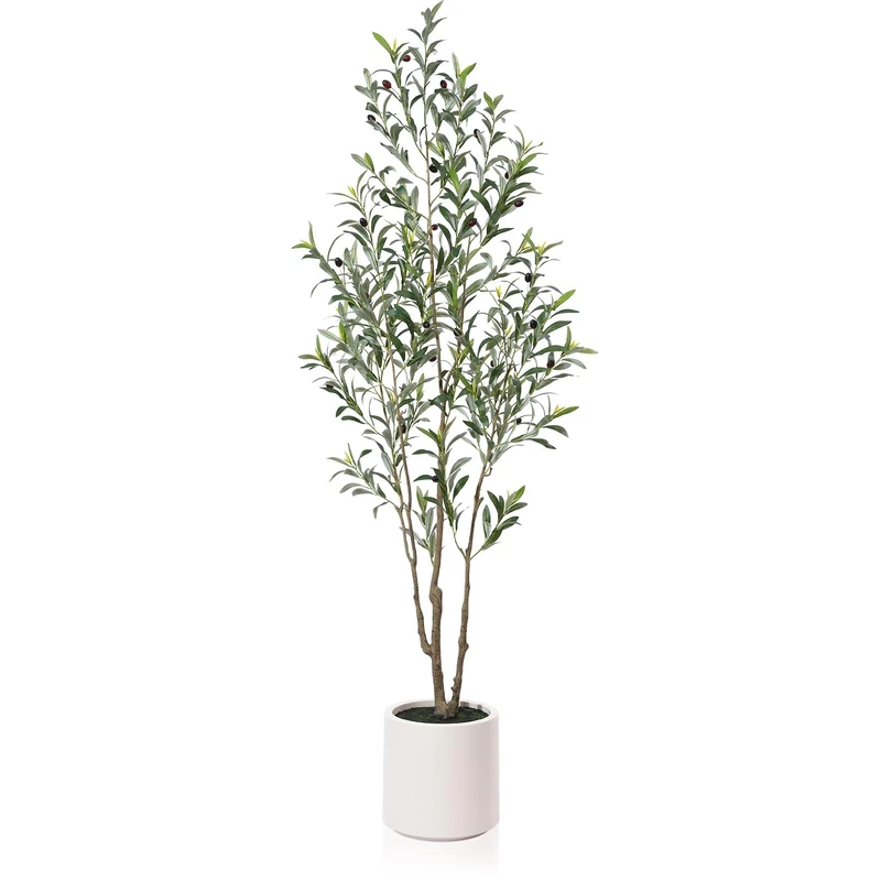 LOMANTO Artificial Olive Tree, Silk, Green