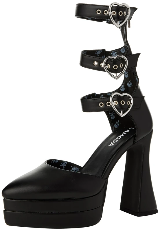 Lamoda Complex Love Platform Heels in Black with Pointed Toe and Elegant Straps, Cushioned Insoles for Comfort, Durable Material, Stylish High Heels for Parties, Dates, or Casual Chic Outfits, UK6 - Image 1