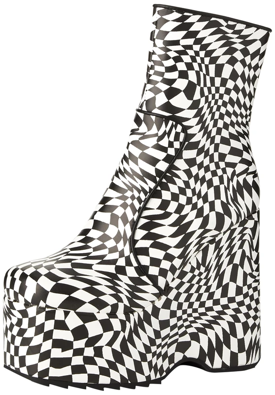 Lamoda Aftershock Chunky Platform Ankle Boots for Women, Black White Lace-Up Streetwear Fashion, Bold Elevated Sole, Comfortable Everyday Style, Trendy Casual Footwear UK4