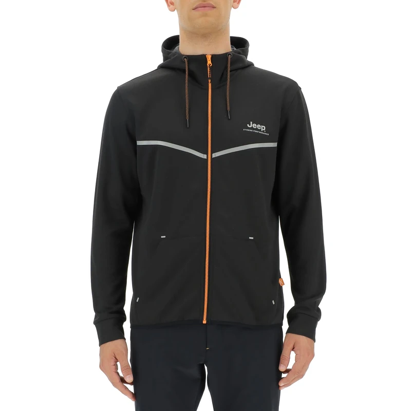 JEEP O102620-B327 XP MAN HOODED TECH SWEAT JACKET W/Kangaroo Pocket JX22A Black/Dark Grey Mela S