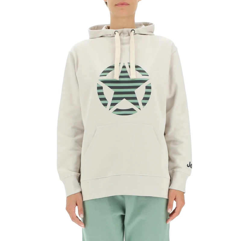 JEEP O102608-J863 J WOMAN HOODED OVERSIZE SWEATSHIRT STAR Striped Print J22W Light Graystone M