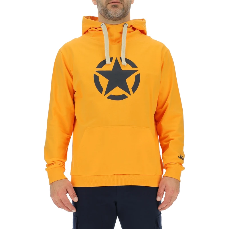 JEEP O102717-Y266 J MAN HOODED SWEATSHIRT STAR Large Print J23S Nacho Yellow/Night B XL