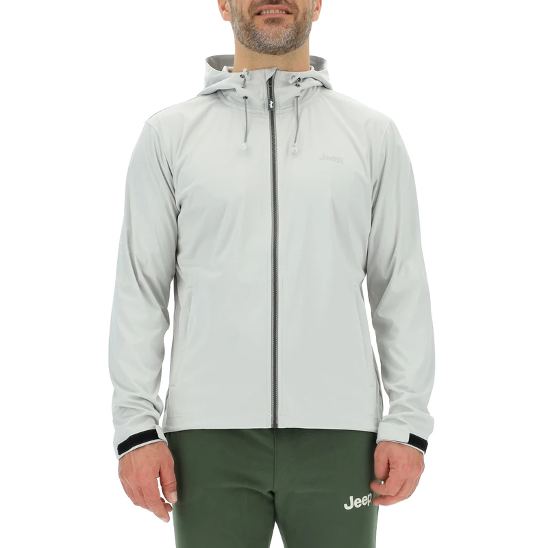 JEEP O102714-J955 J MAN LIGHT HOODED SOFTSHELL JACKET W/Zipped Pockets J23S Glacier Grey XL