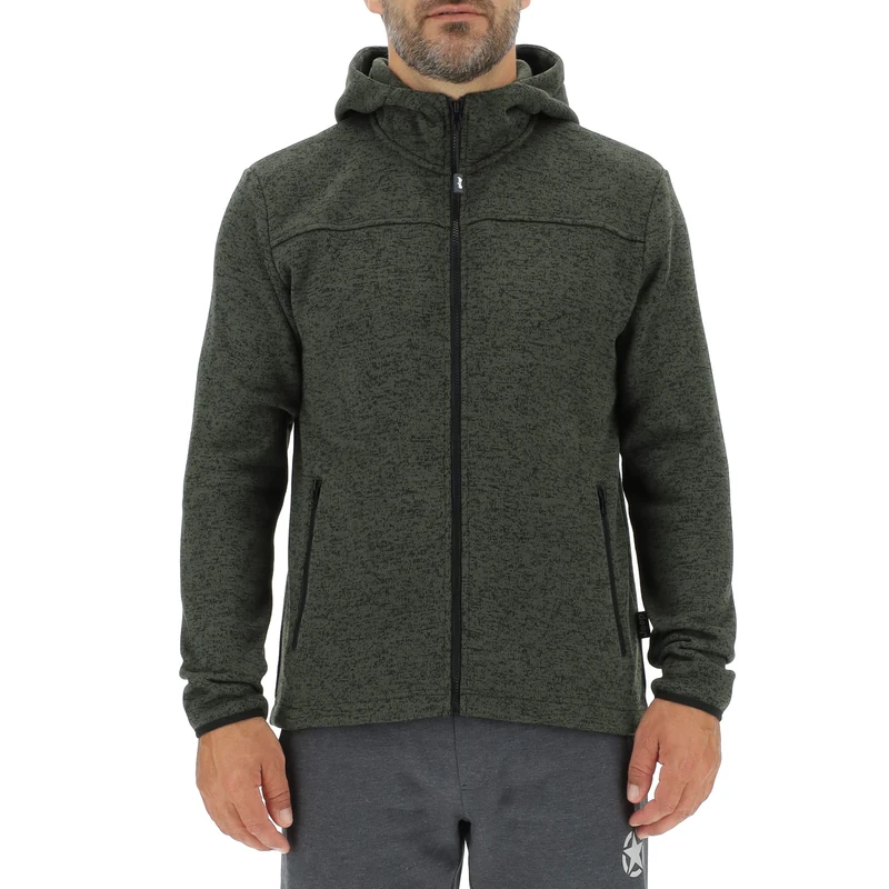 JEEP O102558-E028 J MAN HOODED TRICOT FLEECE JACKET W/Zipped Pockets J22W Green Melange S