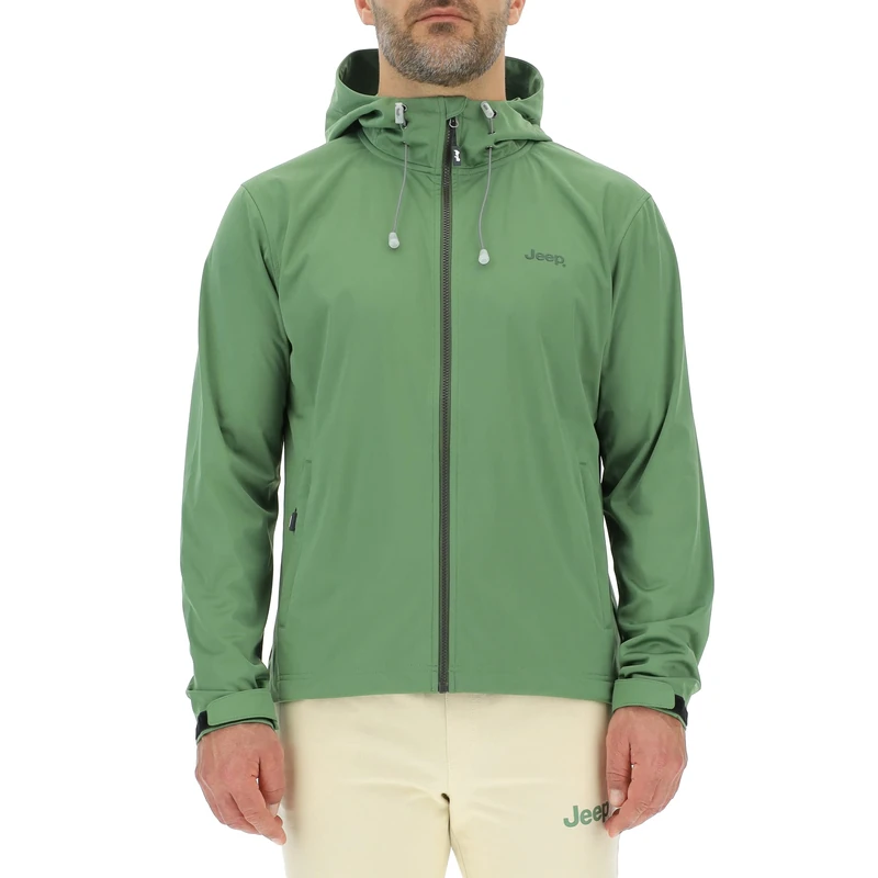 JEEP O102714-E948 J MAN LIGHT HOODED SOFTSHELL JACKET W/Zipped Pockets J23S Vineyard Green S
