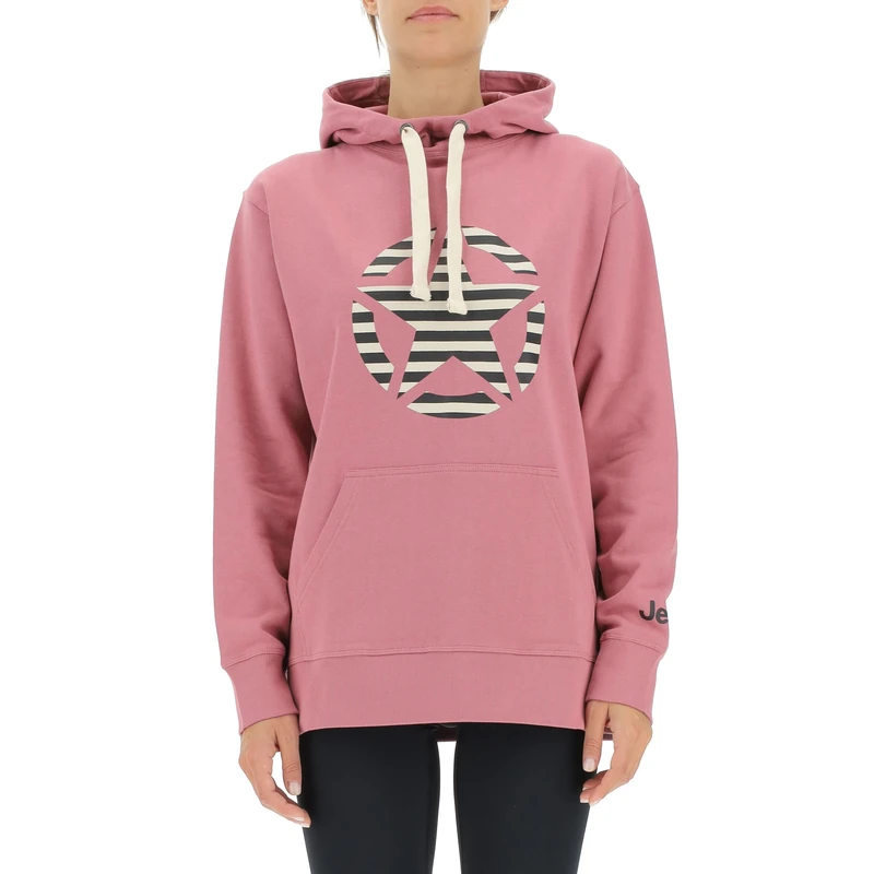 JEEP O102608-P490 J WOMAN HOODED OVERSIZE SWEATSHIRT STAR Striped Print J22W Dusty Rose XS