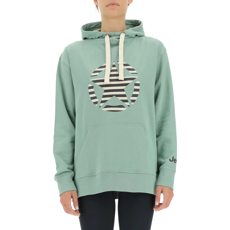 JEEP O102608-E854 J WOMAN HOODED OVERSIZE SWEATSHIRT STAR Striped Print J22W Jade Green XS