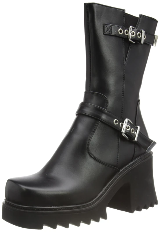 Lamoda New Mission Black Chunky Platform Ankle Boots Bold Alternative Gothic Statement Footwear with Elevated Sole, Durable Build and Comfortable Fit for All-Day Wear UK6